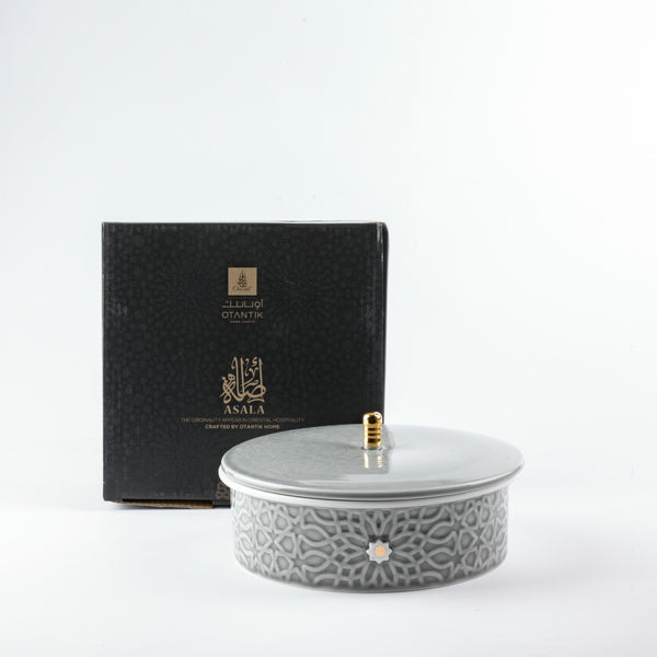 Medium Date Bowl From Asalah - Grey + Gold