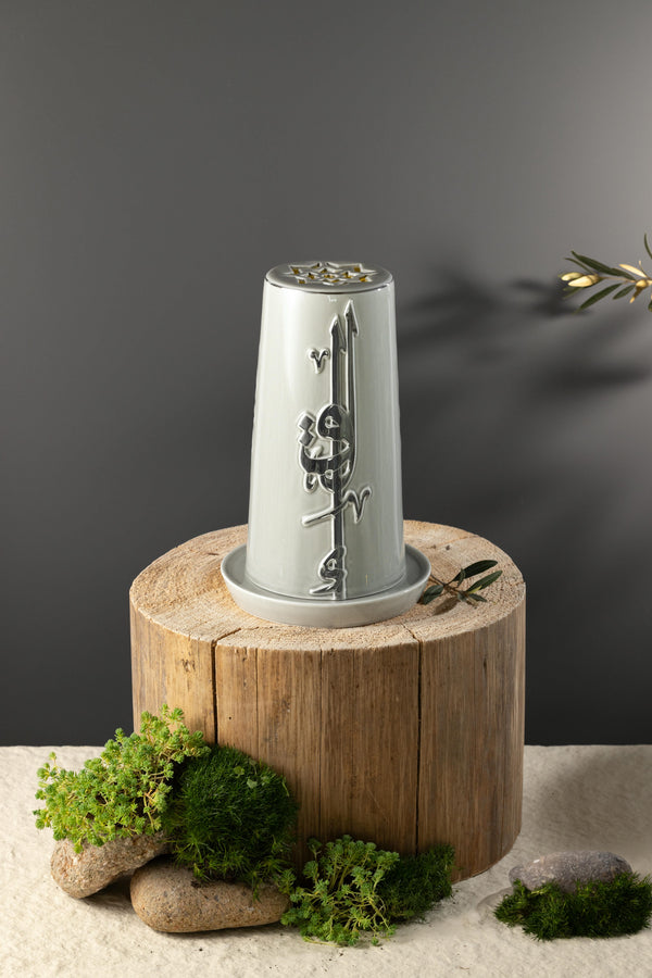 Large Electronic Candle From Liqaa -  Grey + Silver