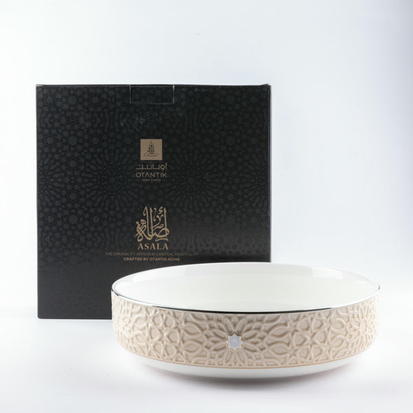 Porcelain Salad Bowl From Asalah - Creamy + Silver