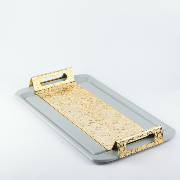 Luxury Iron Serving Tray From Asalah - Grey + Gold