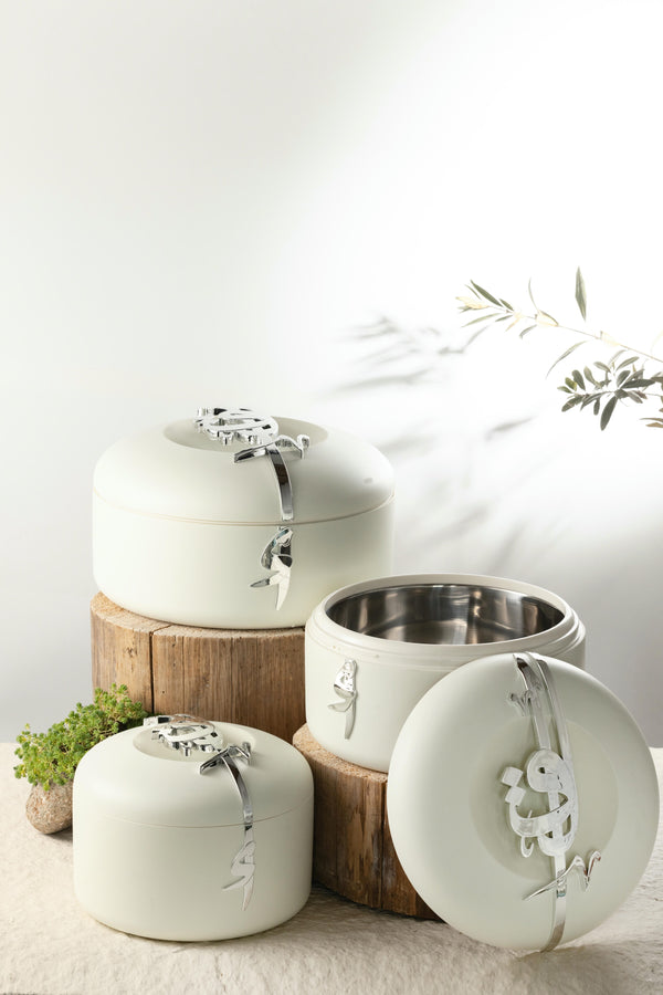 Food Warmer Set From Liqaa -  Pearl White + Silver