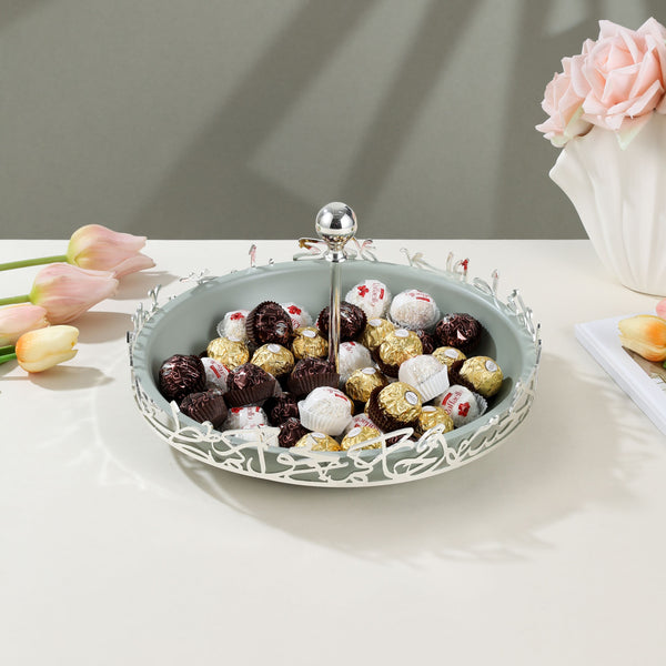 Sweet Serving Tray -M From Jiwar - Light Green + Silver