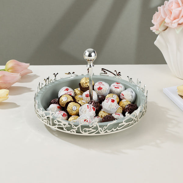 Sweet Serving Tray -L From Jiwar - Light Green + Silver