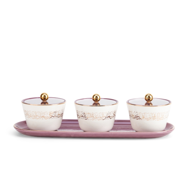 Sweet Bowls Set With Porcelain Tray 7 Pcs From Joud - Purple