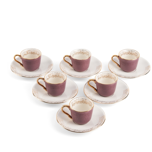 Turkish  Coffee Set 12Pcs From Joud - Purple