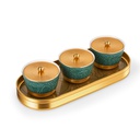 Sweet Bowls Set With Porcelain Tray 7 Pcs From Majlis - Green