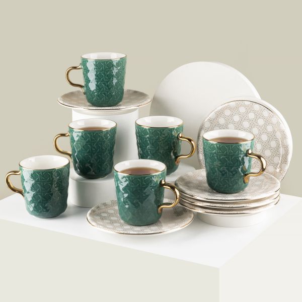 Porcelain Tea Sets For One Person From Rattan - Green