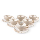 6cup 6saucer 200CC - white saucer beige cup+gold   