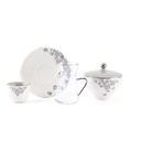 19pcs tea set ( 6 glass 6saucer 6 cawa 1 sugor) - grey + silver   