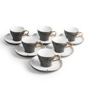 Tea Porcelain Set 12 Pcs From Crown - Black