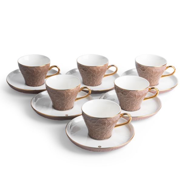Tea Porcelain Set 12 Pcs From Crown - Brown
