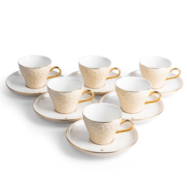 Tea Porcelain Set 12 Pcs From Crown - Beige