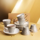 Tea Porcelain Set 12 Pcs From Crown - Grey