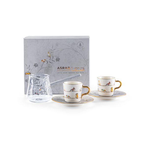 Turkish Coffee Set With Coffee Pot 5 Pcs From Asrab- Grey