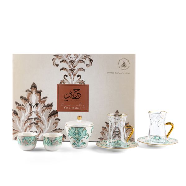 Tea And Arabic Coffee Set 19Pcs From Harir - Green