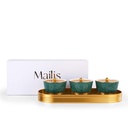 Sweet Bowls Set With Porcelain Tray 7 Pcs From Majlis - Green