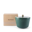 Medium Porcelain vase With Cover From Rattan - Green