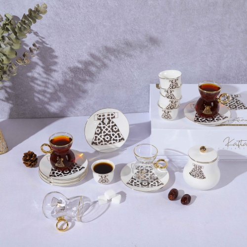[ET1264] White - Tea Glass And Coffee Sets From Kaftan Collection