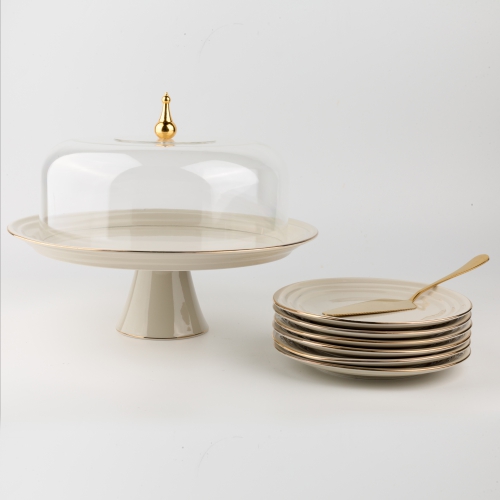 [ET1332] Beige - Cake Serving Sets From Harmony 