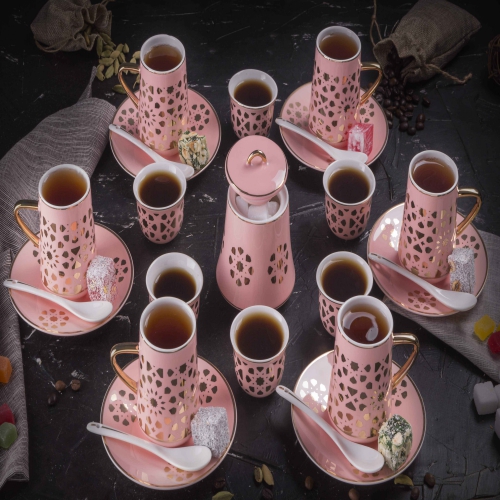 [KT3004] Pink - Tea Glass And Coffee Sets From Rihani Collection