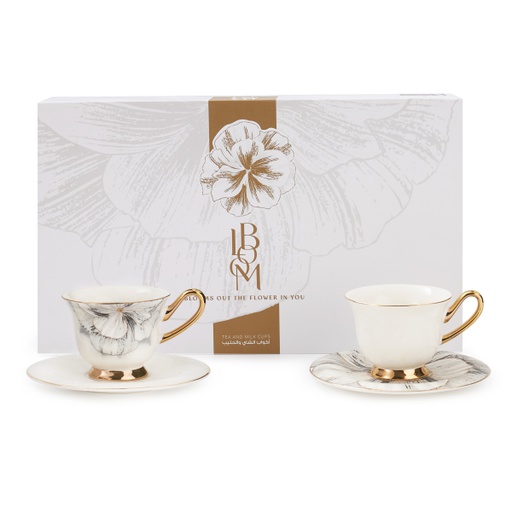 [ET1557] Tea Porcelain Set 12 Pcs From Blooms - Grey