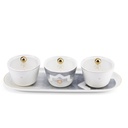 Sweet Bowls Set With Porcelain Tray 7 Pcs From Mosaique - Grey