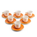 طقم فناجين الشاي 12 قطعة من زوار - برتقالي