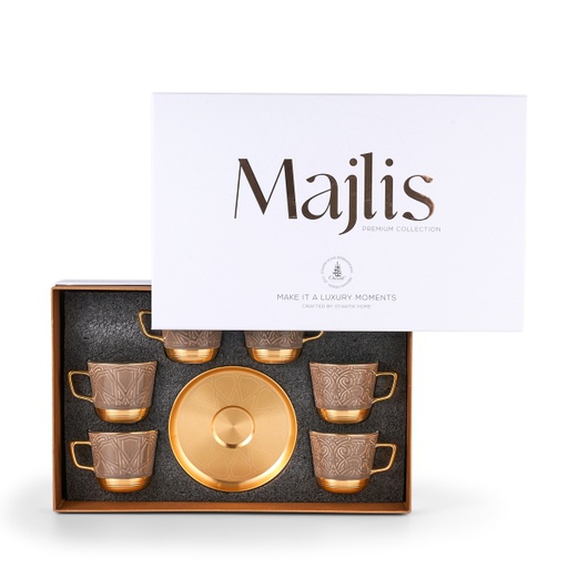 [AM1006] Tea Porcelain Set 12 Pcs From Majlis - Brown